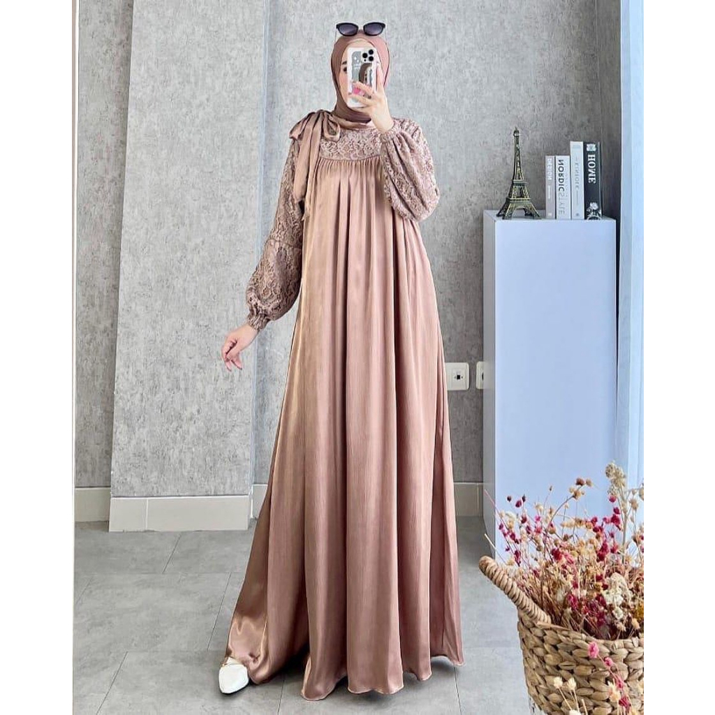 New Varian Realpict Long Dress/ Dress Brukat / dress wanita/ PRITA MAXY VOL2 Size M,L,XL Dress Sage Kondangan