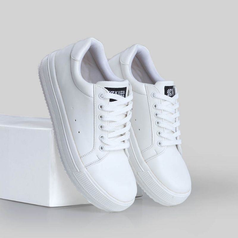Sepatu Sneakers Wanita Putih Terbaru Kekinian Original 100% Distro Premium Branded Bahan PU PVC Prem