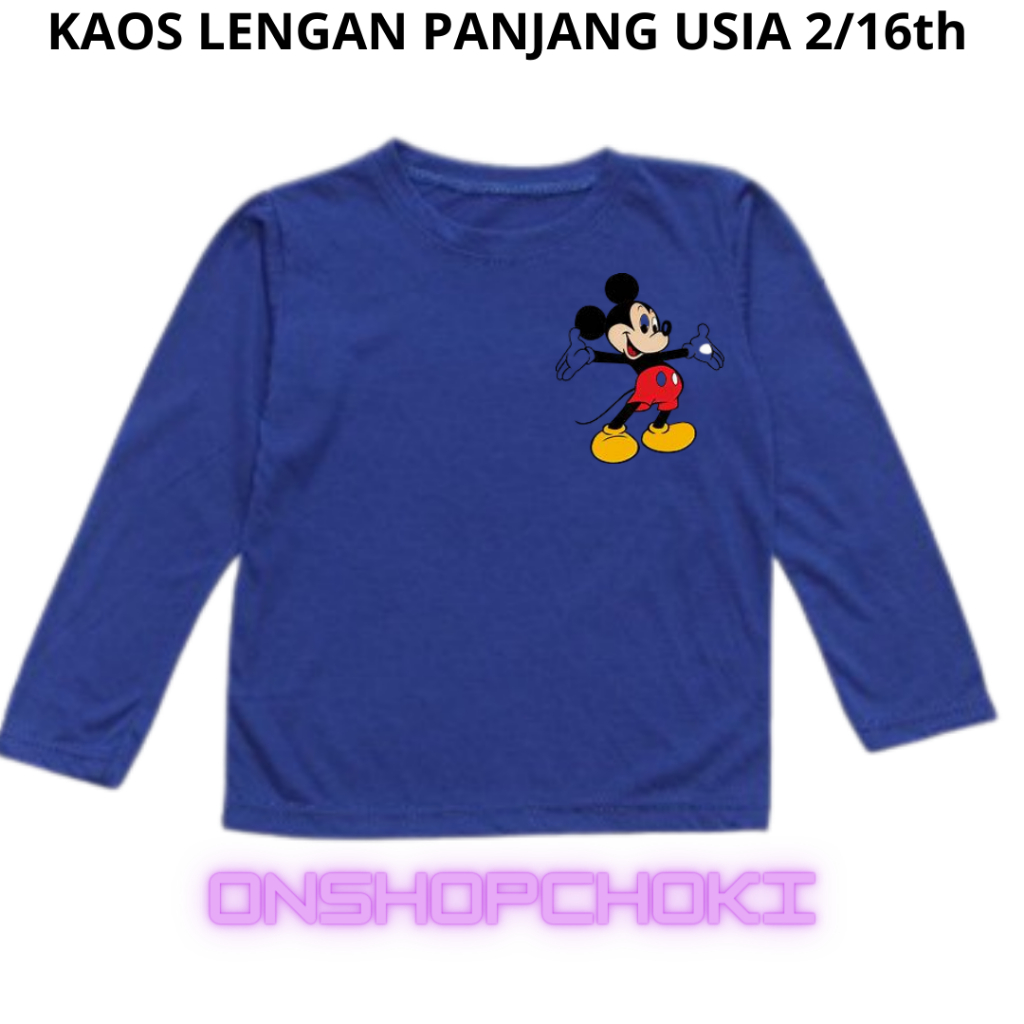 Kaos Anak Anak Lengan Panjang Gambar MEKY Unisex Cowok Cewek Usia 2-16th Kaos oblong anak