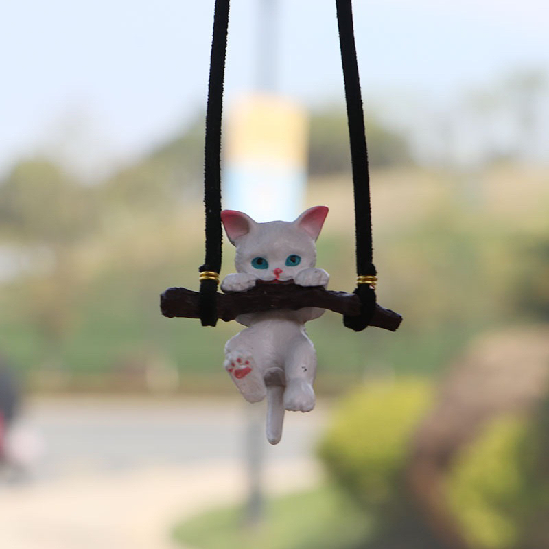 Gantungan Ayunan Kucing Pajangan Kaca Spion Tengah Mobil Car Cat Hanging Pendant