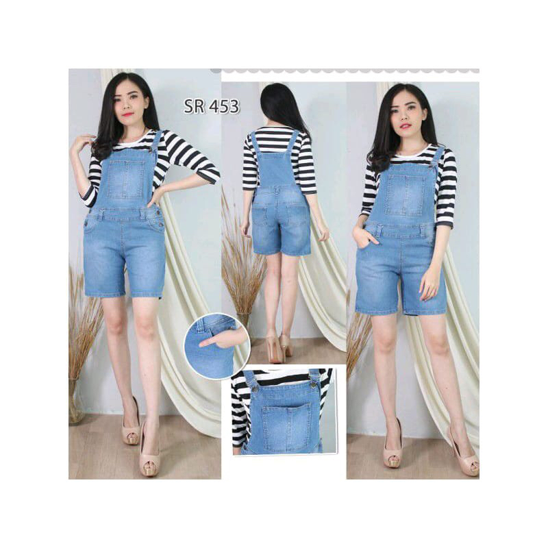 ORIGINAL BAJU OVERALL JUMPER JUMPSUIT CELANA KODOK MONYET ANJING PENDEK BAHAN JEANS DENIM TEBAL IMPO