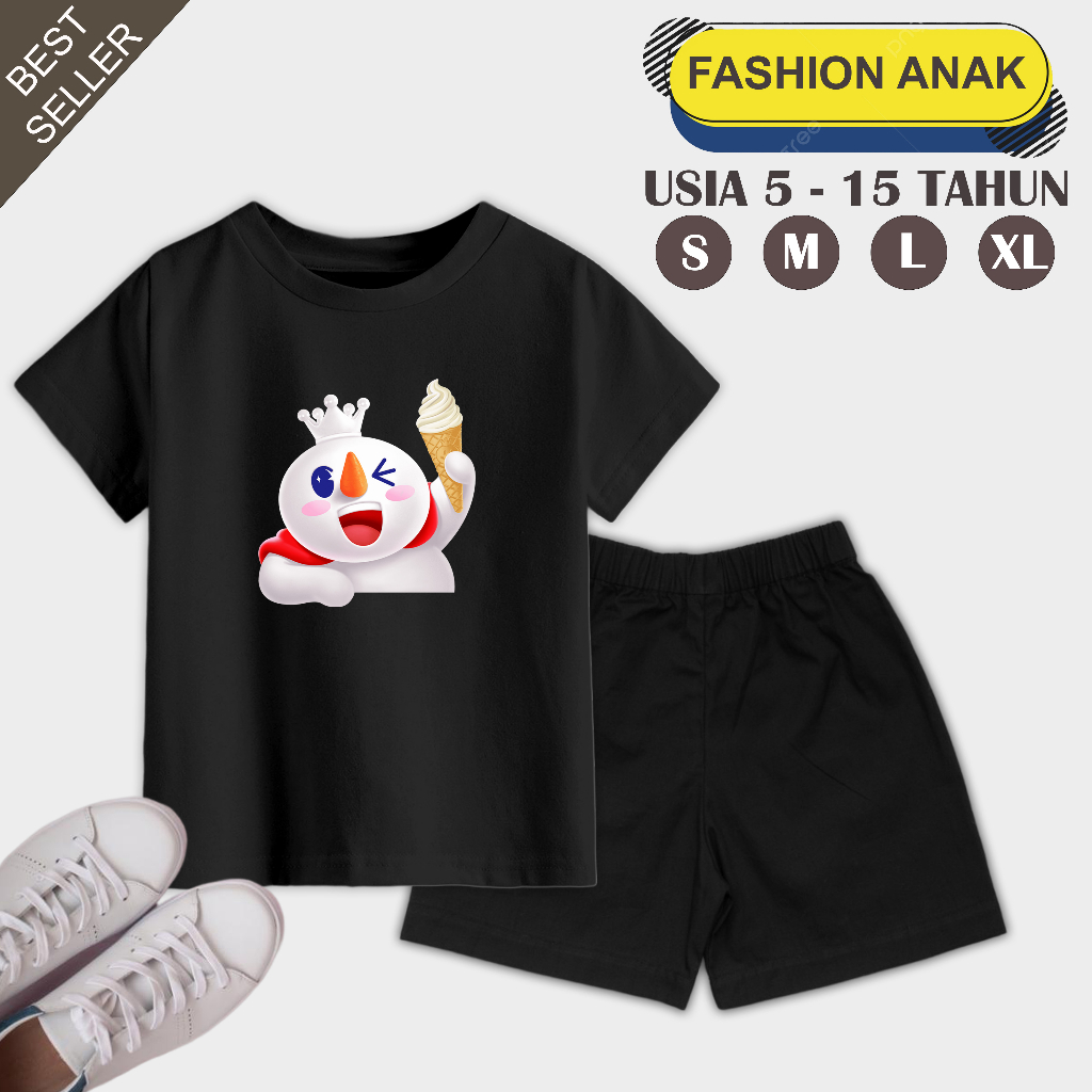 Setelan Anak Kaos dan Celana Pendek Unisex Usia 5 - 15 Tahun Bahan Katun Terry Soft