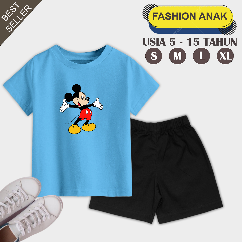 Setelan Anak Unisex Usia 5-15 Tahun Motif Karakter