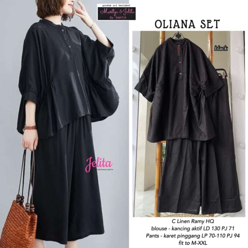 Oliana One Set Jelita Setelan Wanita Celana Kulot Polos Jumbo Ld 130 [ READY COD ]