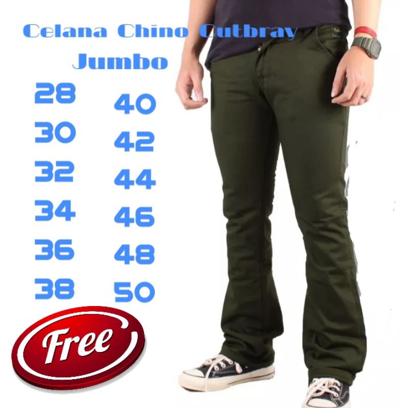 PROMO"Celana Cutbray Jumbo Celana Chino Panjang Cutbray Pria Big Size
