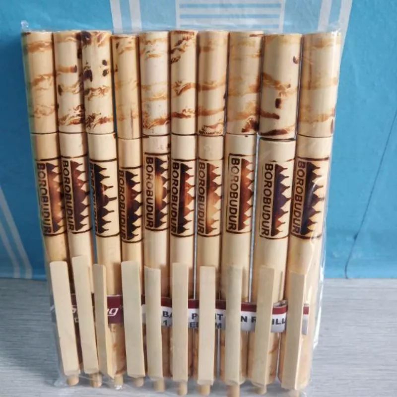 pulpen kayu bambu souvenir tradisional borobudur bolpoint unik