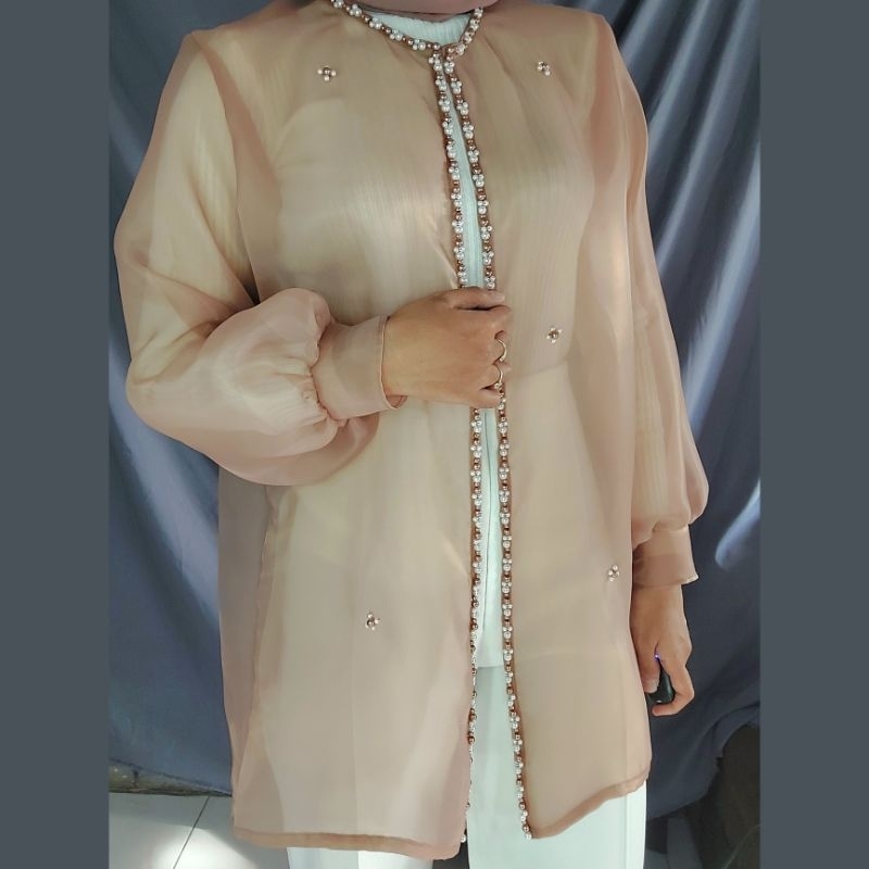 OUTER PANJANG ORGANZA PREMIUM,outer kondangan outer dress kekinian