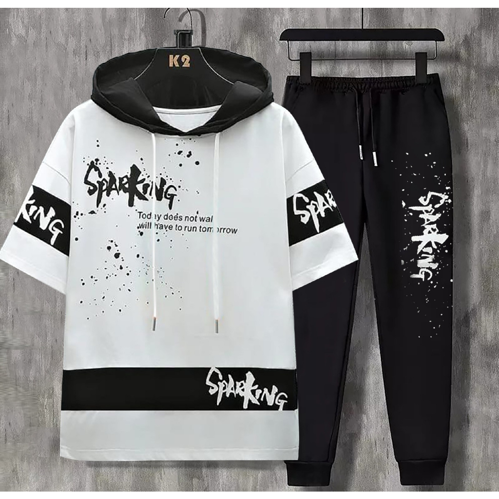 BISA COD/JHOSE/STELAN OVERSIZE QEE WHITE/SET ATASAN HOODIE DAN CELANA JOGGER