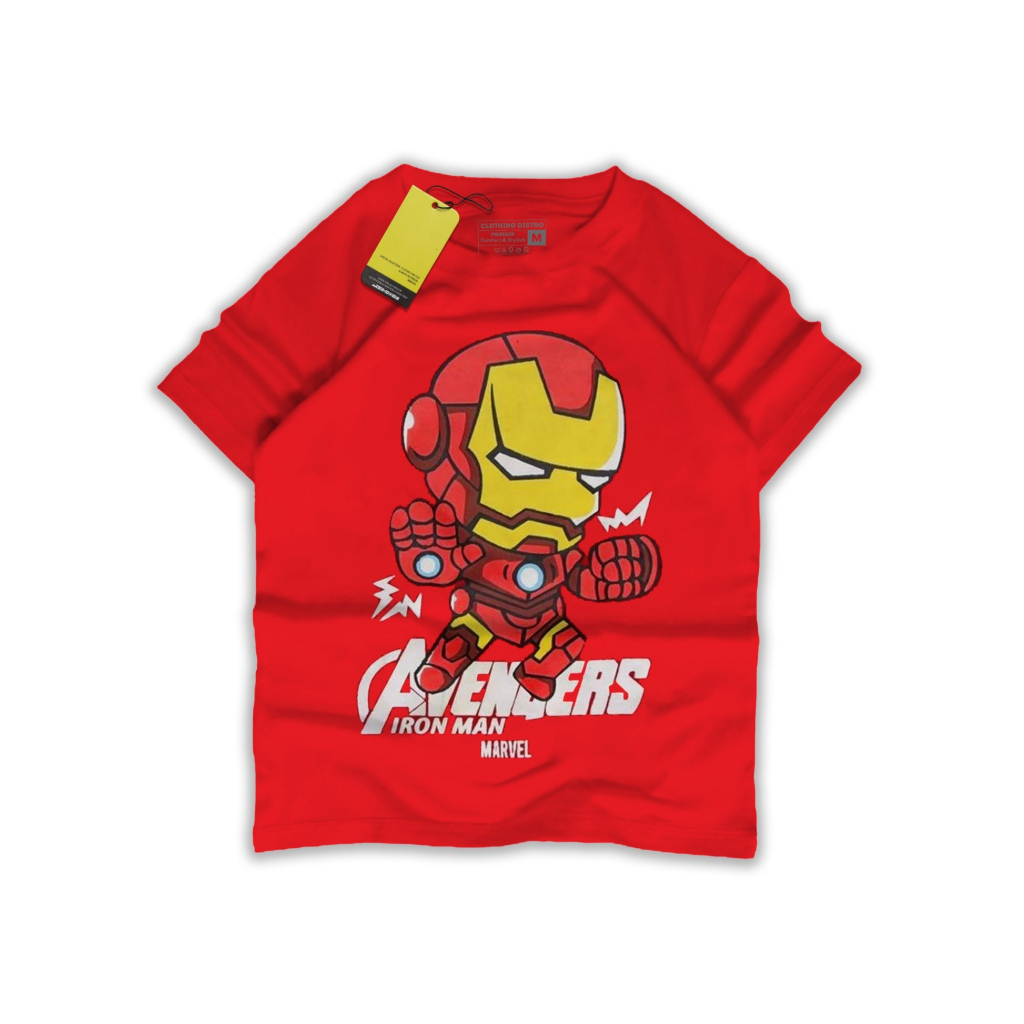 Pakaian Anak Laki Laki Superhero Kaos Anak Distro Cowok IRON AVENGERS MERAH Rgkidswear Bandung Abadigrosir