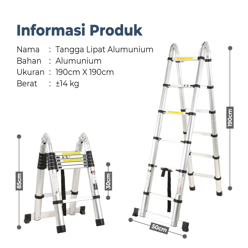 Tangga Lipat Portable DTZ1 Aluminium Teleskopik Telescopic Best Quality Ukuran 3.8m (190cm+190cm)