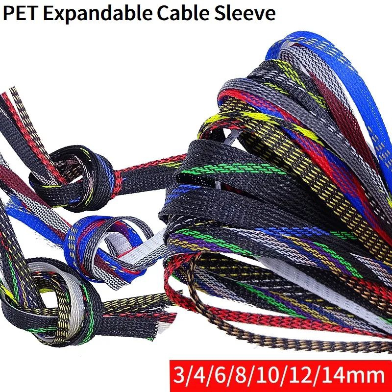 1 Meter Pet Sleeve Braided Bungkus Kabel tahan panas