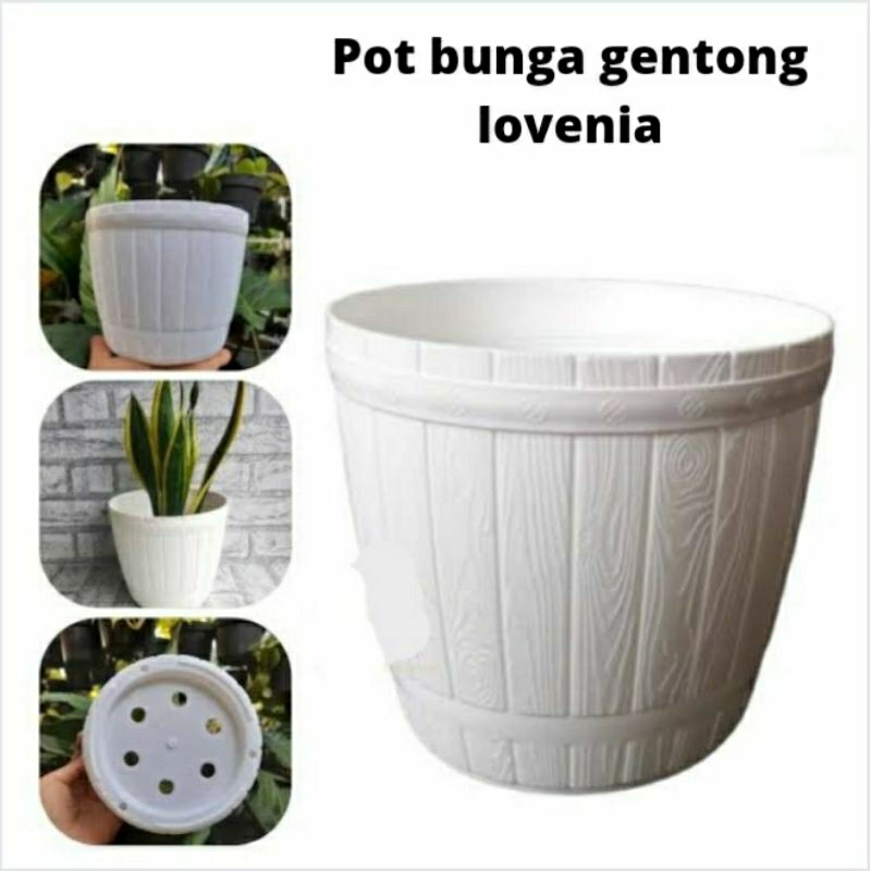Pot Gentong Bunga Pot Plastik Lovina Putih Pot Tanaman Jumbo