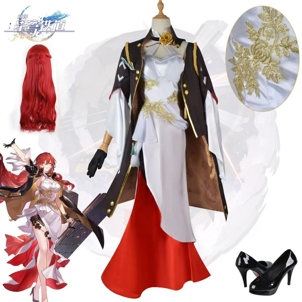 Honkai Star Rail Cosplay Costume Game Honkai Himeko Cosplay Costume Sexy Evening Dress For Woman Red