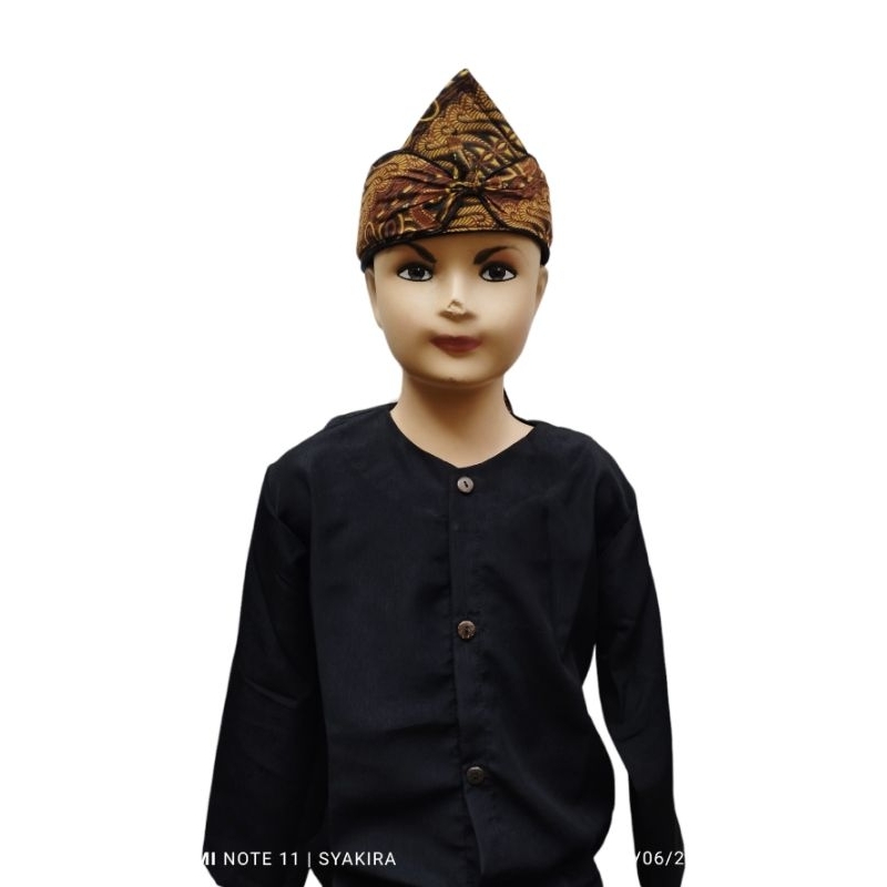 Stelan baju pangsi anak &amp; dewasa hitam polos free iket/baju adat tradisional