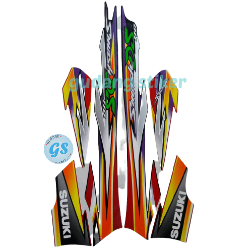 Sticker Motor Striping Suzuki SMASH 110 DS Hitam-Merah