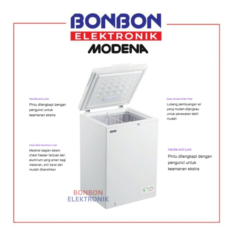 Modena Chest Freezer 105 Liter MD0106W / MD 0106 W Cooler Box