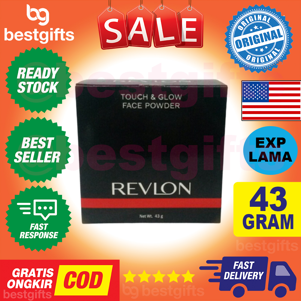 REVLON TOUCH AND GLOW FACE POWDER BEDAK TABUR LEMBUT DAN HASIL NATURAL 43 GRAM - 38 CREAMY IVORY