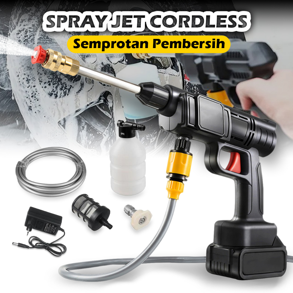 Mesin Jet Cleaner Cuci Motor Mobil Ac Baterai - 24V Cordless Jet Cleaner 24V Clening Gun Cas Baterai Alat Semprot Cordless - Mesin Cuci Steam Motor Baterai 24V Cordless Jet Cleaner Busa Sabun Lurus Nyebar