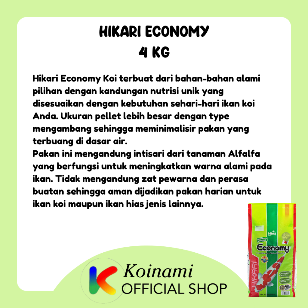 HIKARI ECONOMY 4kg size L / pakan / makanan ikan koi import jepang / fish food / pelet