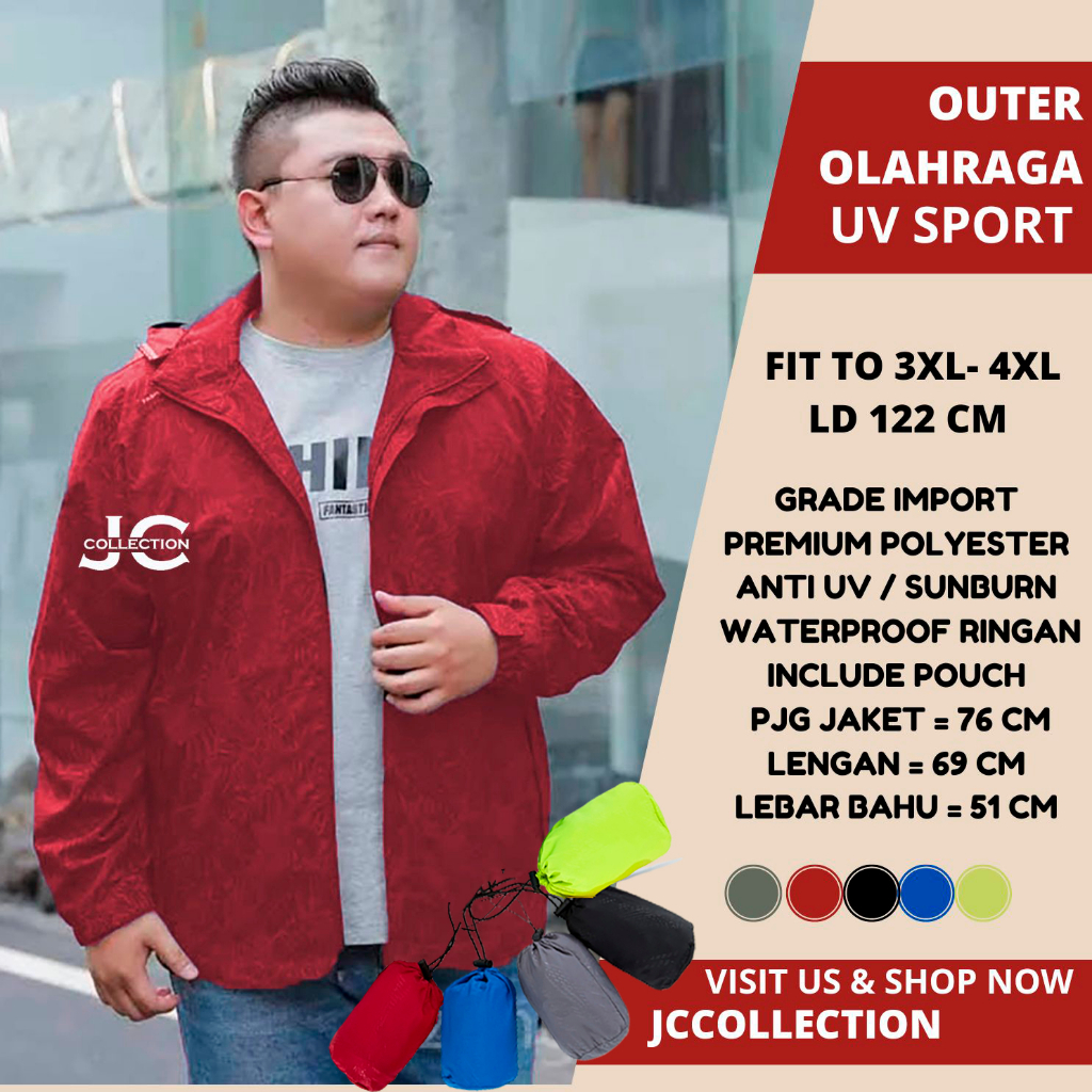 Jaket Olahraga UV Sport Jaket Trendy UNISEX 3XL-4XL / Outer Olahraga JCCollections