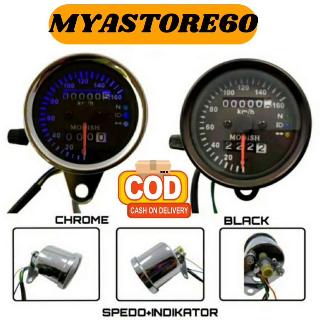 Speedometer Spidometer Model Bulat Kilometer 12 Volt LED Motor Speedo Meter Spido Meter Bulat 12V UNIVERSAL