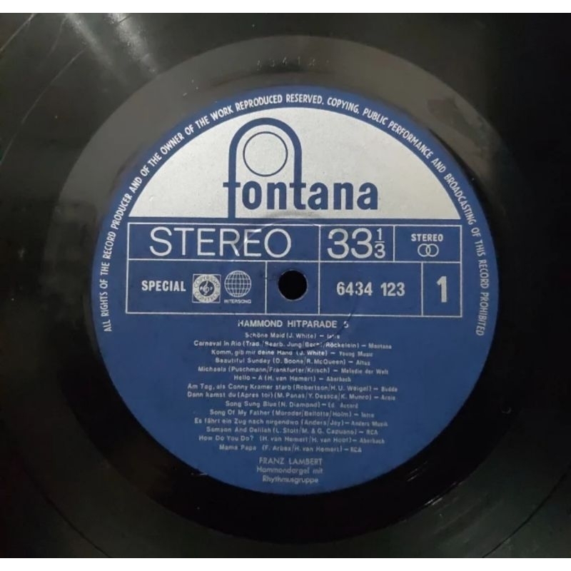 Vinyl Piringan Hitam 12 inch Hammond Hitparade 5