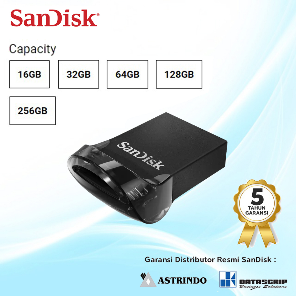Flashdisk SanDisk 16GB | 32GB | 64GB | 128GB USB 3.1 Ultra Fit CZ430 - Garansi Resmi 5 Tahun