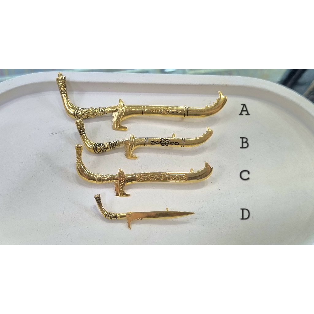 PIN Bros Rencong Aceh Emas Asli Kadar 700 70% Baju Gamis Bros Desain (Keris Kris Aceh) Aksesoris Pak