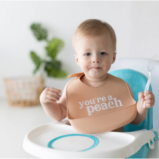 Pearhead Silicone Bib Set Of 2 - Celemek Bayi Set 2 Dengan Pocket Crumbs  Bib Anak Kecil Balita Silikon Slaber