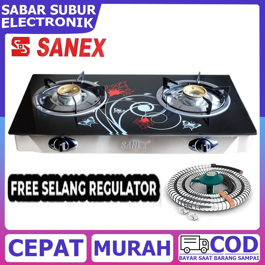 SANEX SN-KG208K1 Kompor Gas Kaca 2 Tungku