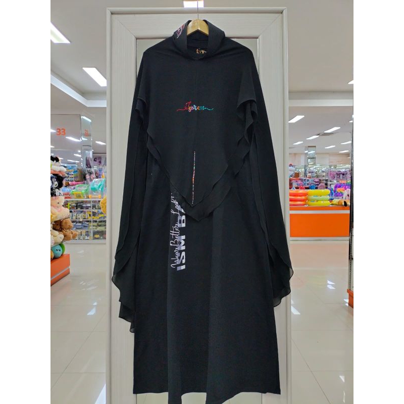ISMIPREMIUM/Super compy set black by Ismi premium/Set syari/Syari elegant/Syari cantik