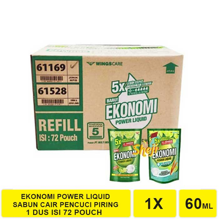 1 DUS ISI 72 PCS SABUN CUCI PIRING EKONOMI POWER LIQUID 60 ML