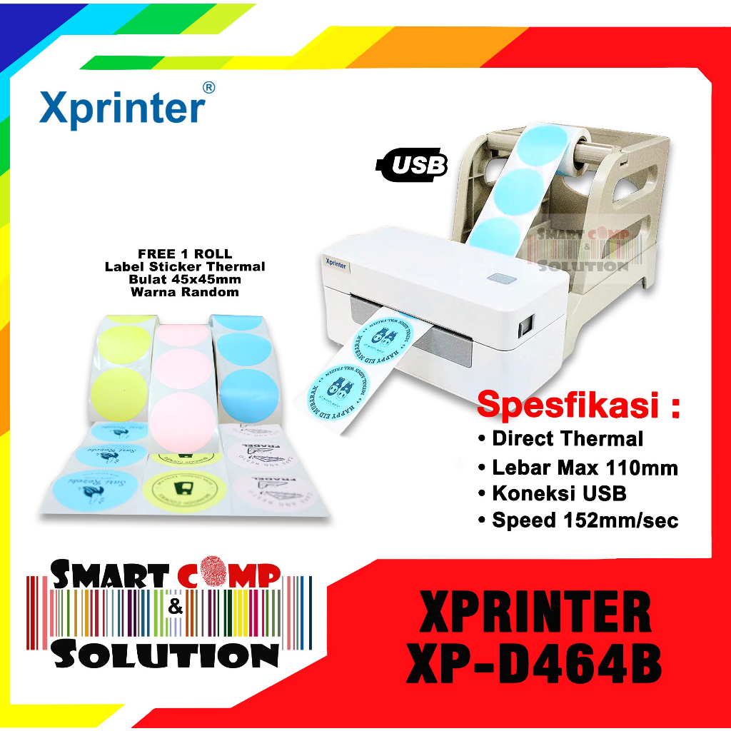 Printer Label Thermal Resi Alamat Marketplace Xprinter XP-D464B / D464