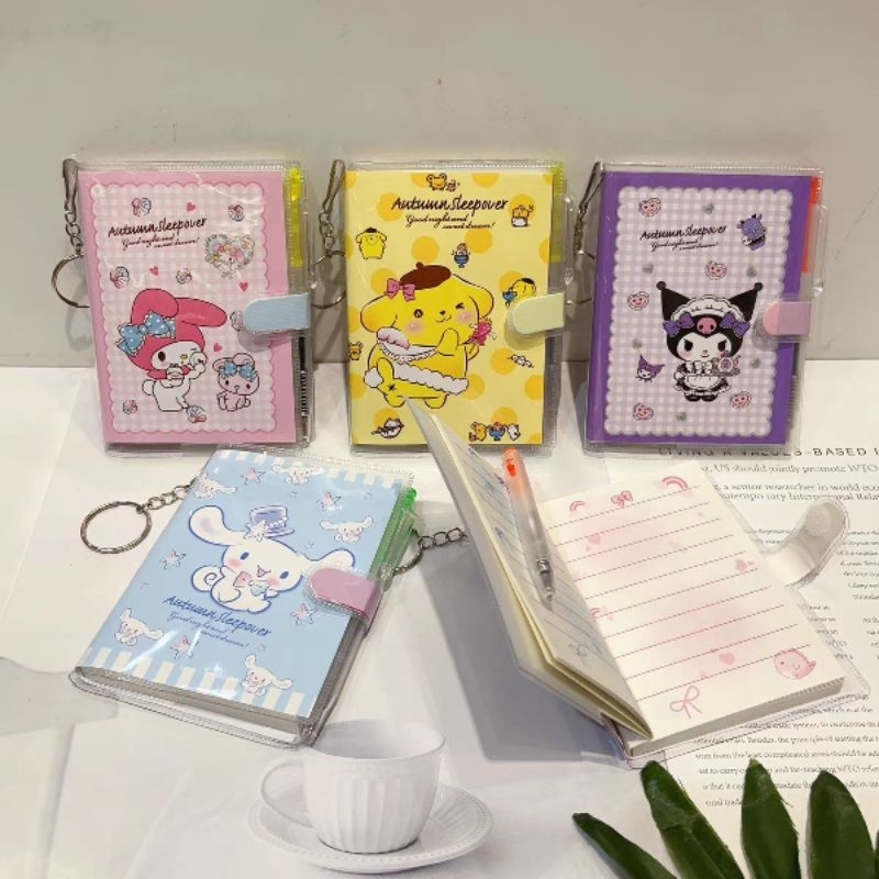 

Notebook Buku Memo Notes + Pen Karakter Kuromi Melody Pompompurin Cinnamoroll Sanrio