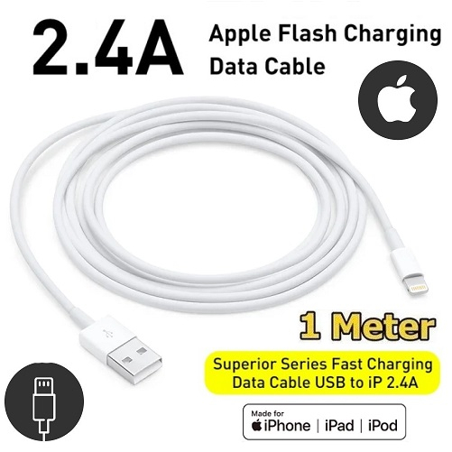 USB Cable For iPhone Charging 2.4A Kabel Charger Lightning Apple Multiple Strands TPE 1 Meter