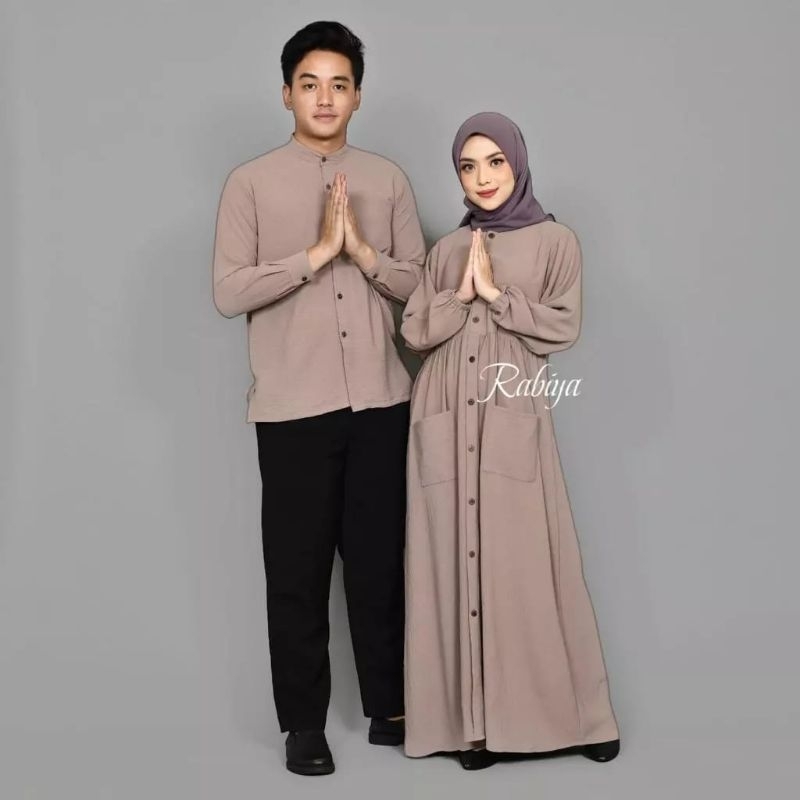 Gamis Couple Terbaru RAYYA COUPLE bahan Crincle airflow Big size ukuran L XL XXL 3XL 4XL