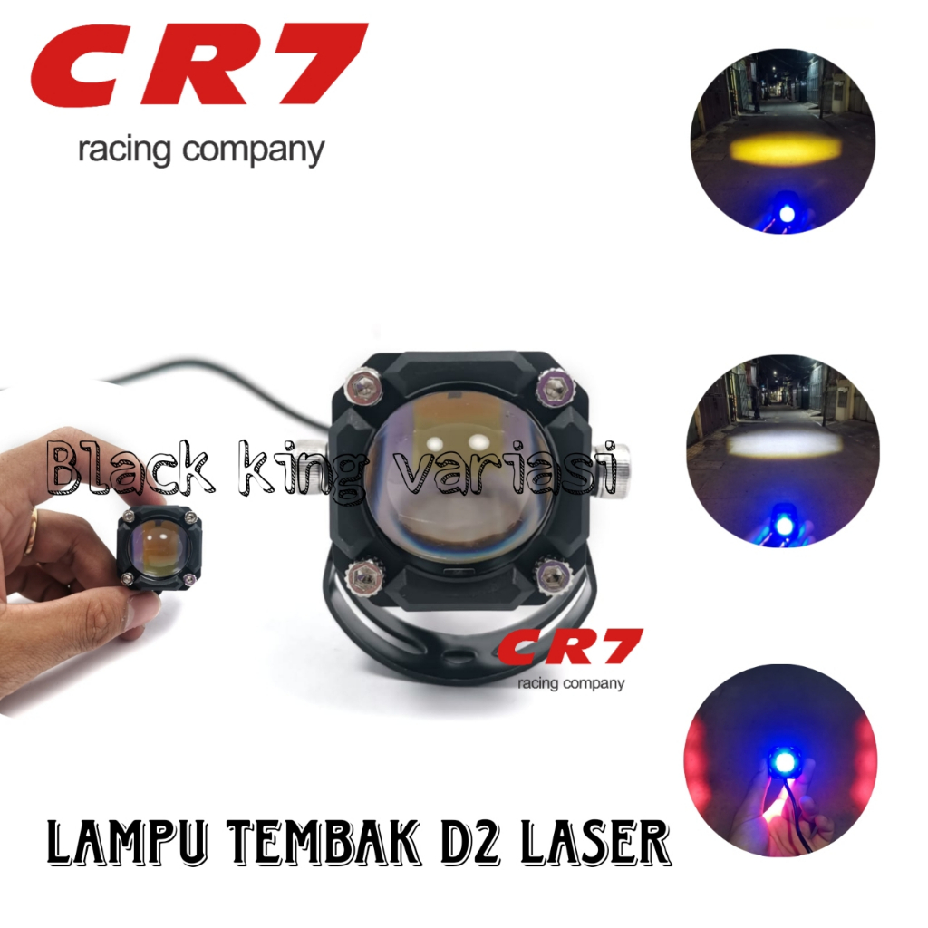 Lampu Tembak SQL 1 Mata Lampu Tembak Laser LED D2 Mini Kotak 2 Warna High Low Putih Kuning Waterpoof Lampu Sql CR7 Plus Senja