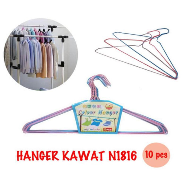 HANGER KAWAT TEBAL 1816 ISI 10 / HANGER GANTUNGAN WARNA