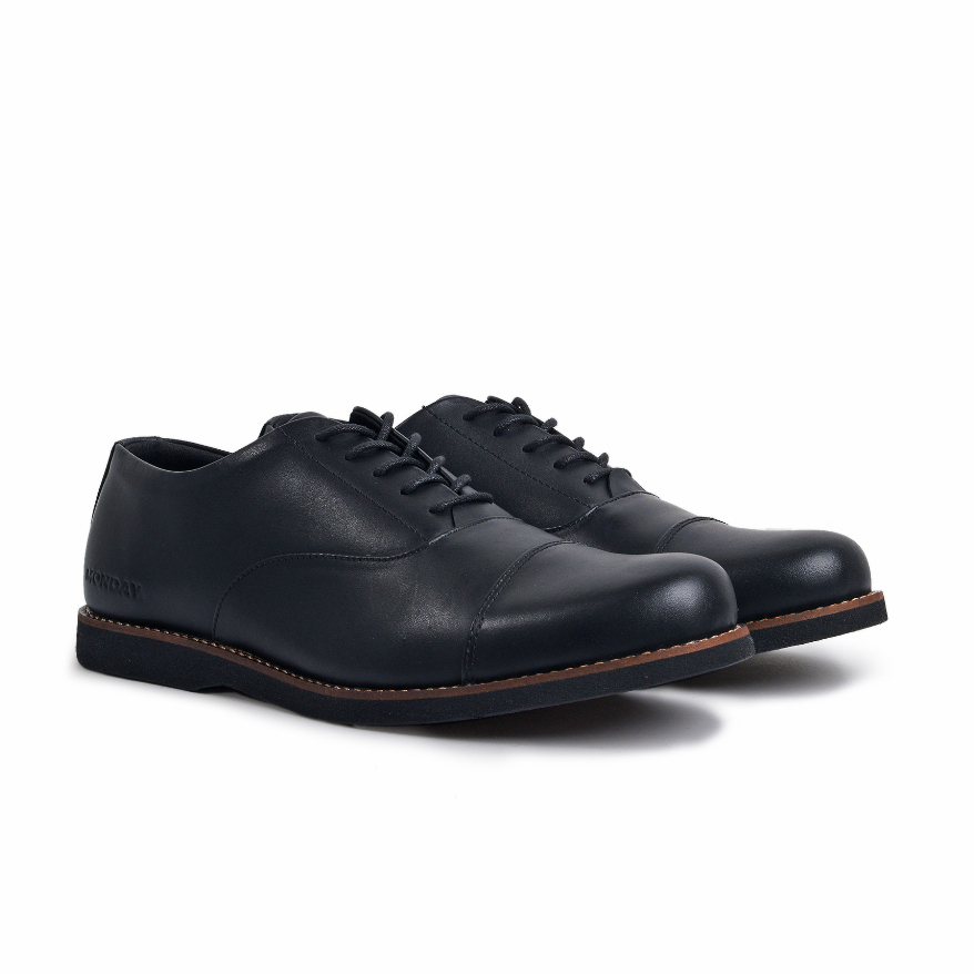 Sepatu Pantofel Pria Kerja Oxford Kulit Asli Fomal Kantor Shoes Loafers Fantofel Cowok Laki laki Sepatu Kerja Resmi Kondangan Ori Monday Oxford Black GL