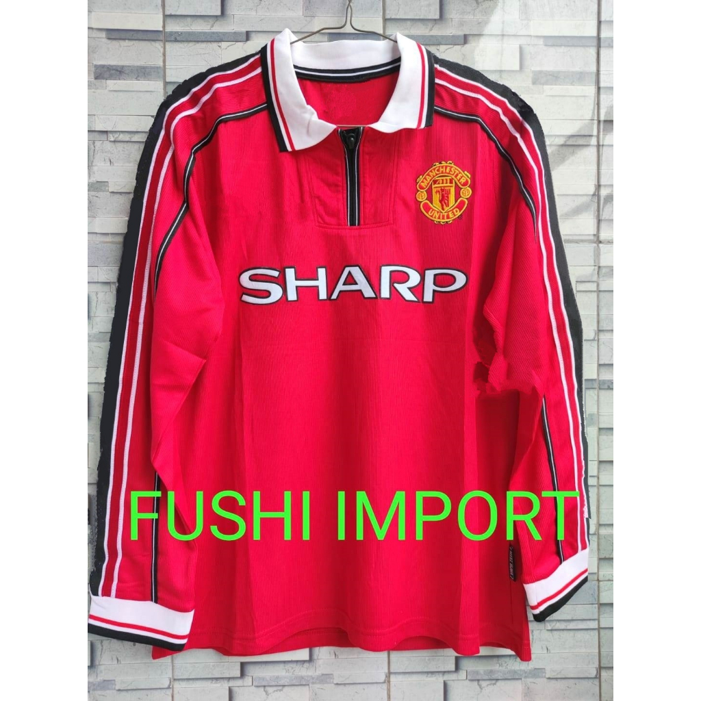 RETRO | Jersey Baju Bola MU Home SHARP 1999 Lengan Panjang Long Sleeve Grade Ori