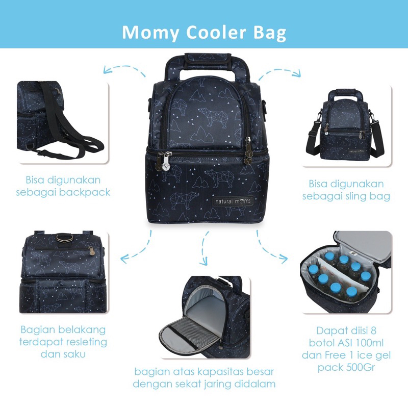 Natural Moms Cooler Bag Momy Bag FREE ICE GEL Tas Asi