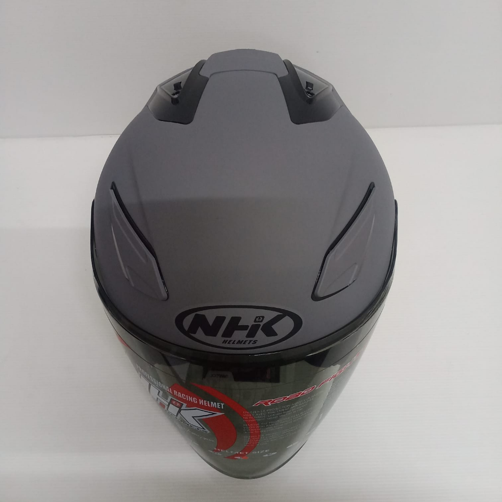 NHK R1 SOLID SINGLE VISOR DIM GREY DOFF HELM OPEN FACE VISOR LIGHT SMOKE