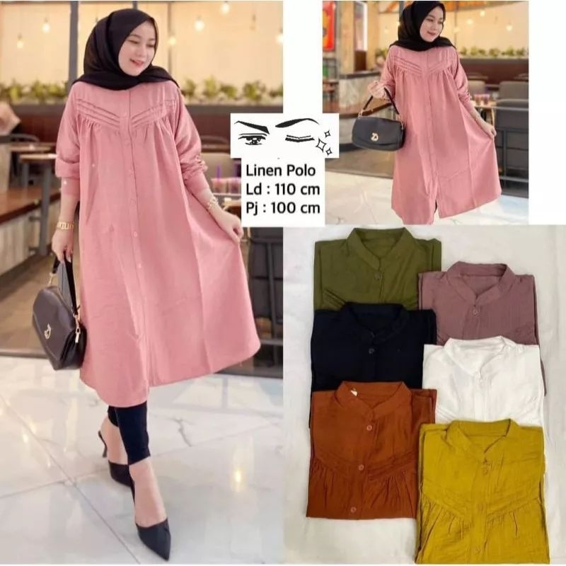 LONG DRES TUNIK POLO LINEN LD 120