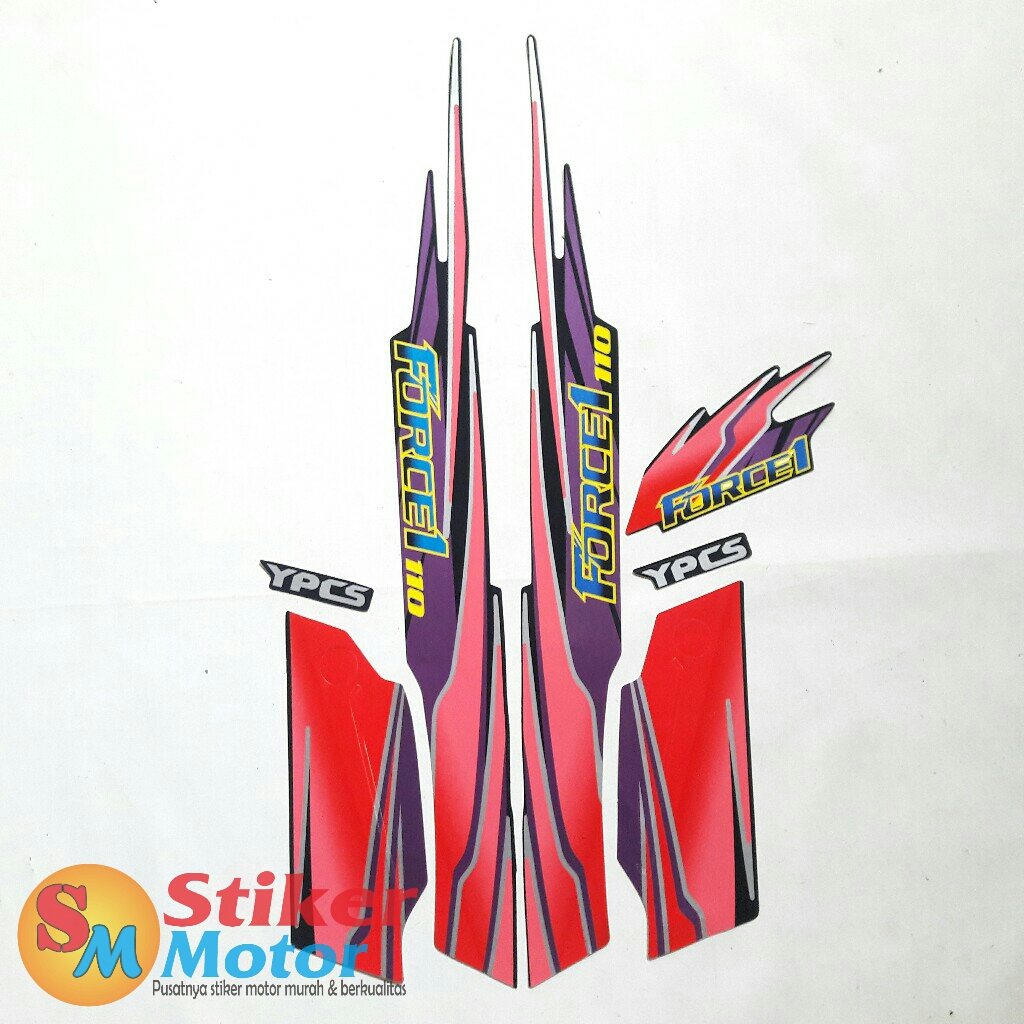 Sticker striping motor yamaha FORCE 1 1995 merah