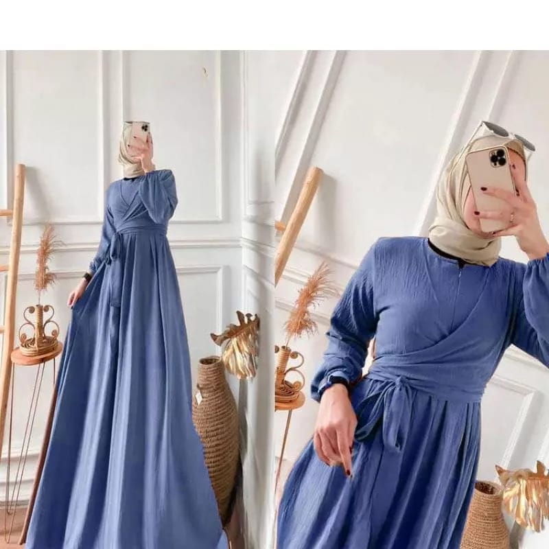 Gamis Terbaru 2022 Aleta Dress Matt Crinkle AirFlow Baju Kondangan Wanita Gamis Polos Jumbo S M L XL Gaun Pesta Muslimah