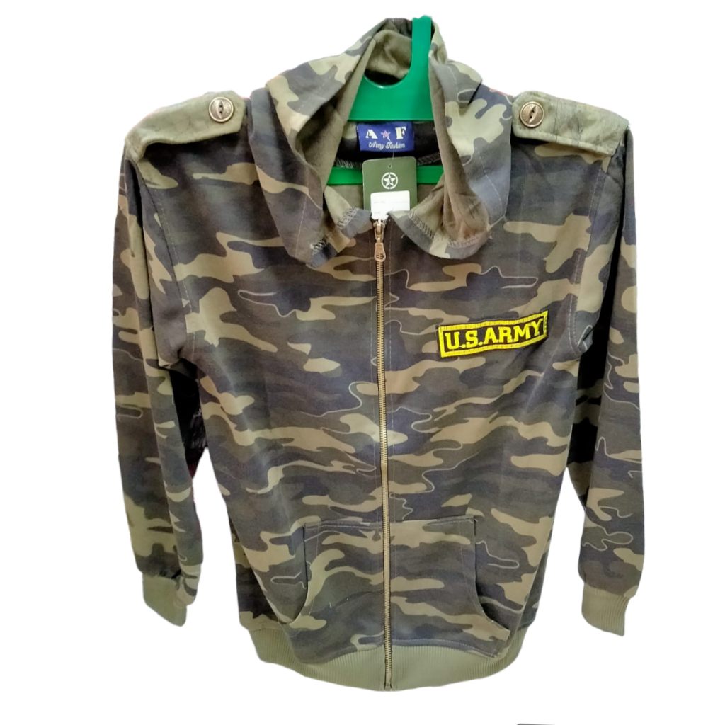 Hoodie ARMY - JAKET ARMY - HOODIE ARMY BAHAN KATUN - Abu Coklat