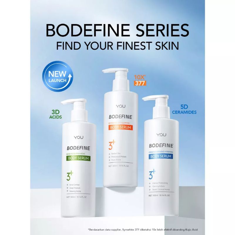 You Bodefine Body Serum Series 300ml | Cerafive Intensive Hydrating Body Serum | AHA+BHA+PHA Acne Body Serum | Symwhite 377 Glowing Body Serum