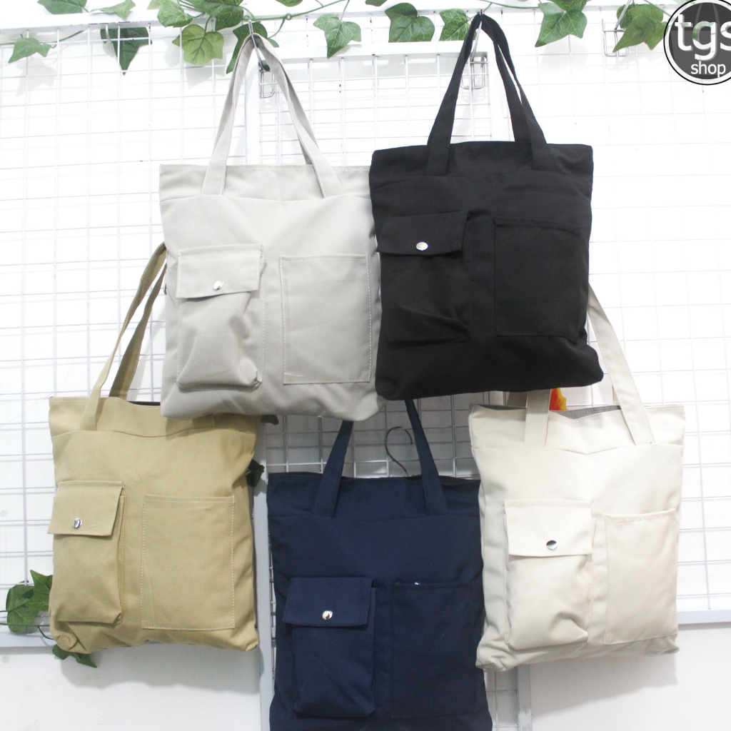 (TGS OLSHOP) -&gt; Totebag fashion stylish tote 2 saku tas totebag kain resleting tas tote