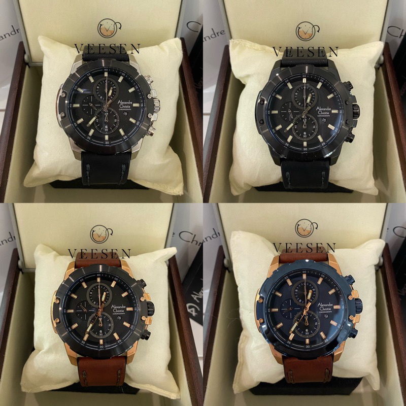 Jam Tangan Alexandre Christie Ac 6583 Original Pria Kulit