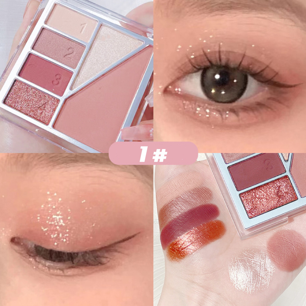 Eyeshadow Palette Matte Pearly Multifunction Highlighter Blush 6 Warna